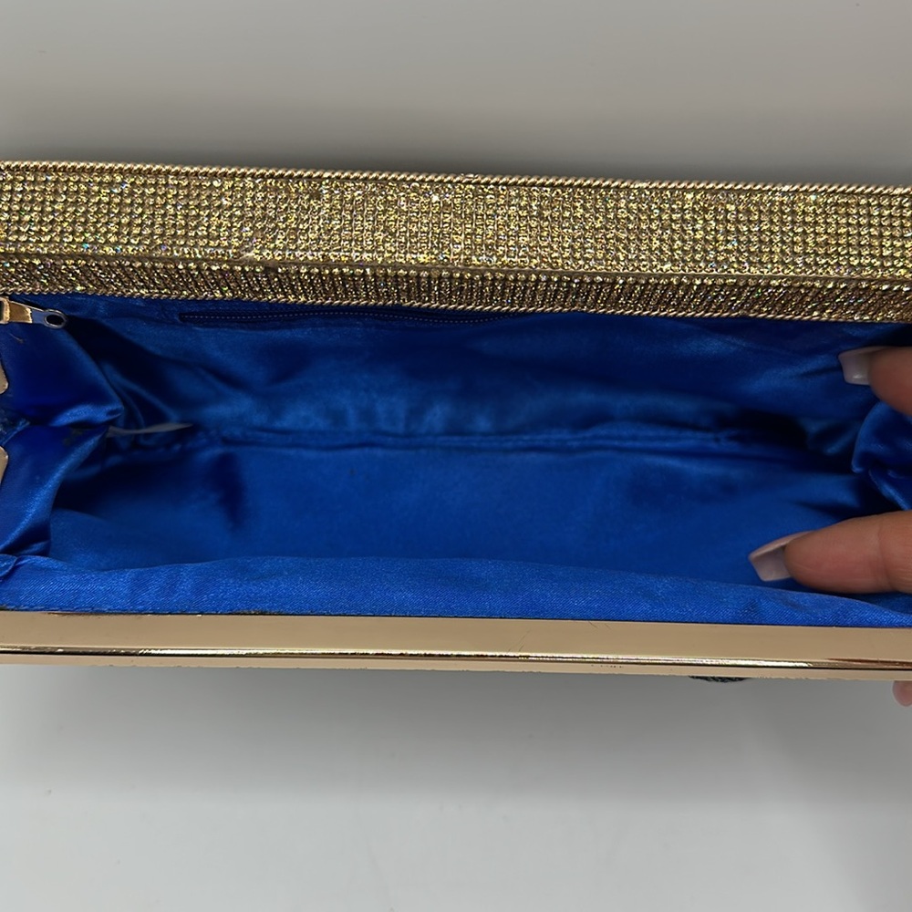 Blue sparkling evening clutch with crystals - Picture 11 of 14